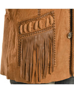 Classic Western Suede Leather Jacket with Leather Fringes and handcrafted Beads