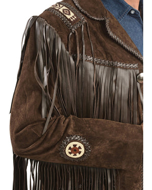 Classic Suede Leather Jacket with Leather Fringes and handcrafted Beads