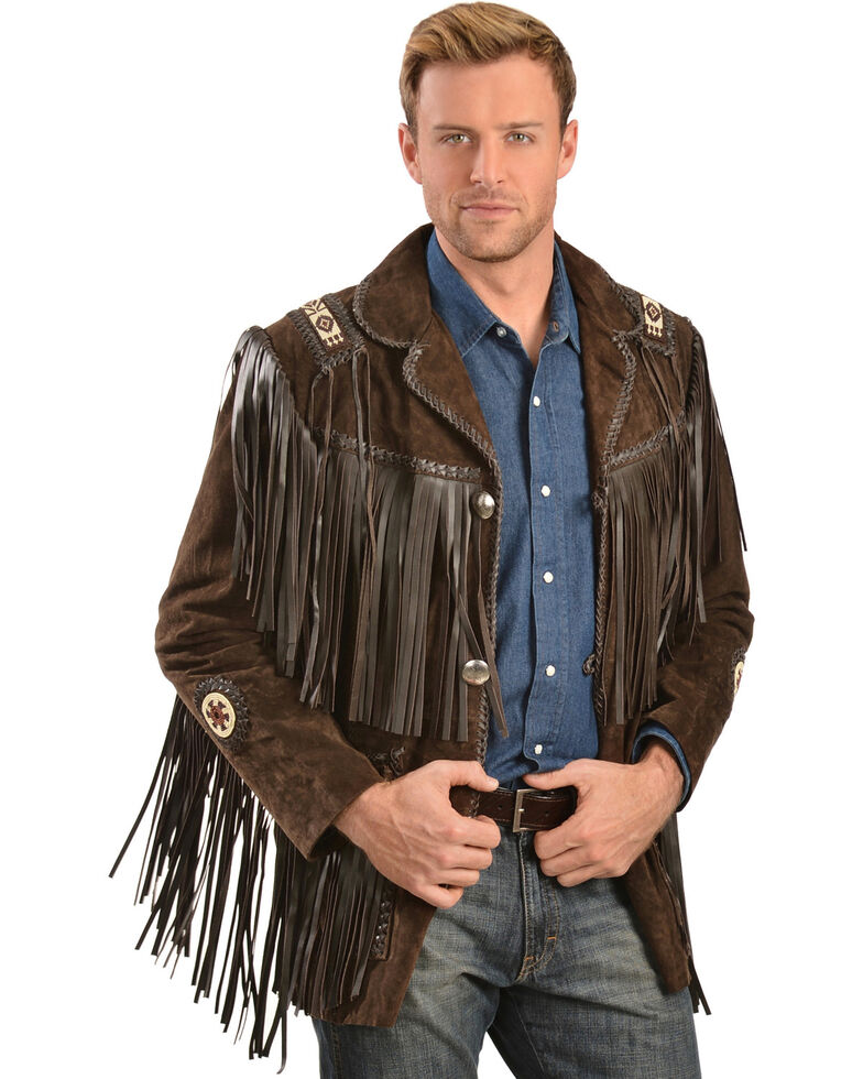 Classic Suede Leather Jacket with Leather Fringes and handcrafted Beads