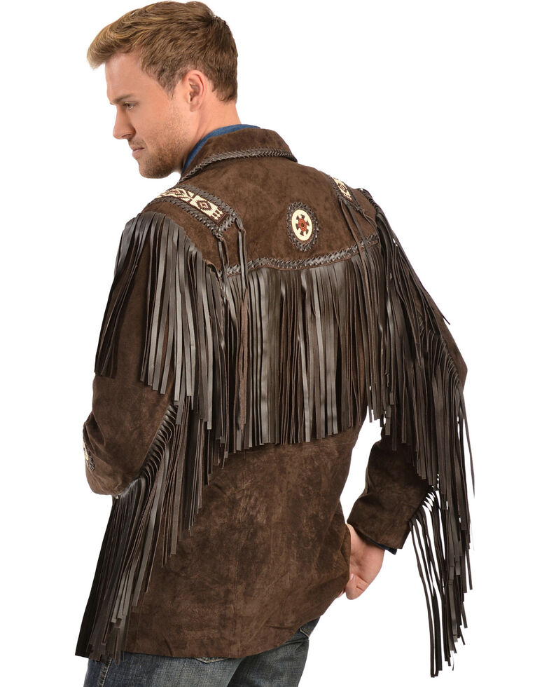 Classic Suede Leather Jacket with Leather Fringes and handcrafted Beads