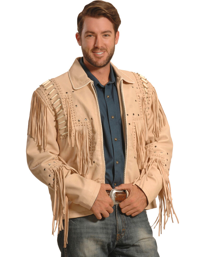 Traditional Cowboy Style Leather Jacket with fringes and beads