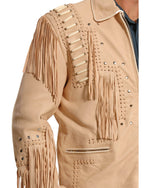 Traditional Cowboy Style Leather Jacket with fringes and beads