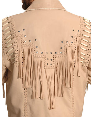 Traditional Cowboy Style Leather Jacket with fringes and beads