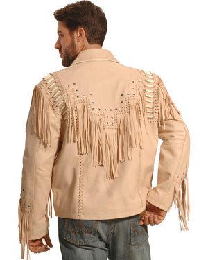 Traditional Cowboy Style Leather Jacket with fringes and beads