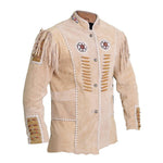 Traditional Cowboy Style Suede Leather Jacket with fringes and beads